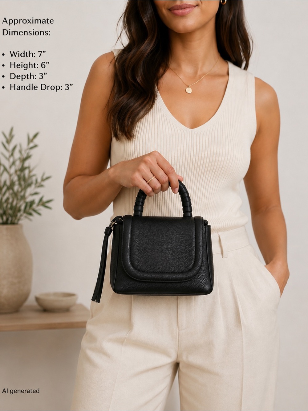 Callista Mini Flap Black Top Handle Grai  Pebbled Leather Celebrity Favorite